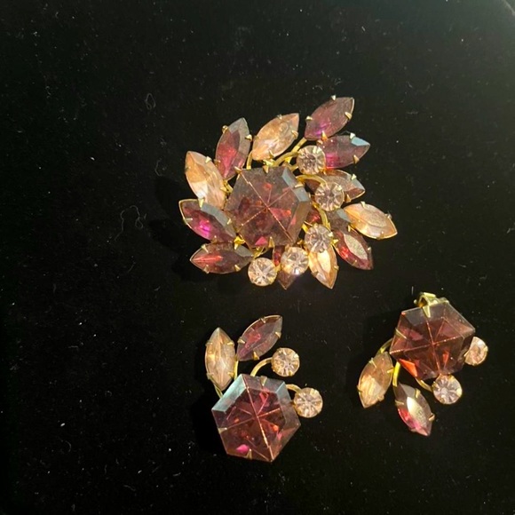 STUNNING ANTIQUE EARRINGS & BROCH SET - Picture 4 of 4